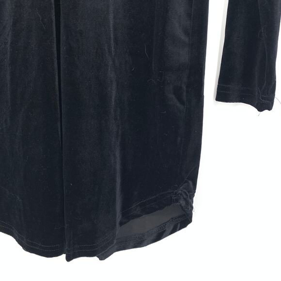 Cool Attitude Women's Size Large Long Sleeve Choker Neck Black Velvet Dress NEW - Picture 4 of 6